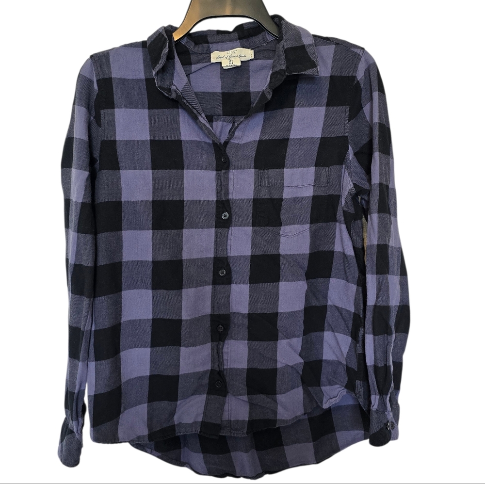 3/$15 Logg Blue Plaid Button Down Shirt Size 8